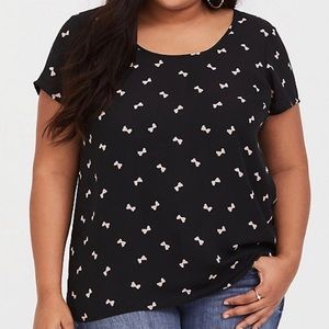 NWOT Torrid - flutter sleeve black top w/bows Sz 1